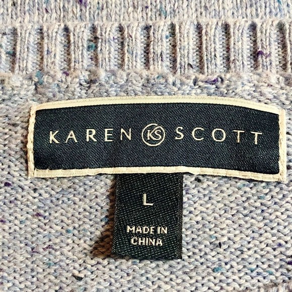KAREN Scott Sweater Womens Size L Light Blue Heathered Crew Neck Long Sleeve New - Picture 5 of 7